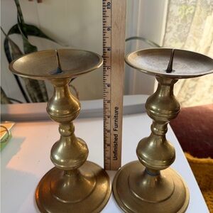 Brass Candle Holders - Pair